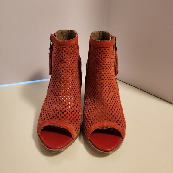 Sole Society Orange Open Toe Suede Booties - Picture 4 of 10